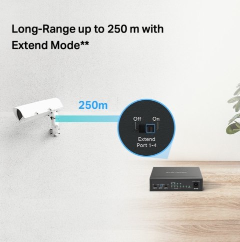 Przełącznik Mercusys 6-Port 10/100 Mbps Desktop Switch with 4-Port PoE+ PORT: 4× 10/100 Mbps PoE+ Ports, 2× 10/100 Mbps Non-