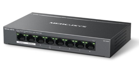 Przełącznik Mercusys 8-Port Gigabit Desktop Switch with 7× Gigabit PoE+ Ports, 1× Gigabit Non-PoE Ports