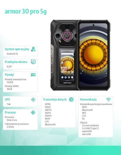 Smartfon Armor 30 Pro 5G 16/512GB IP69K Czarny Smartfon Armor 30 Pro 5G 16/512GB IP69K Czarny