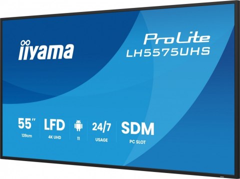 Monitor 55 cali LH5575UHS-B2AG,24/7,IPS,ANDROID.11,4K, WiFi, iiSignage2, FailOver, EShare, 24/7, full daisy chain