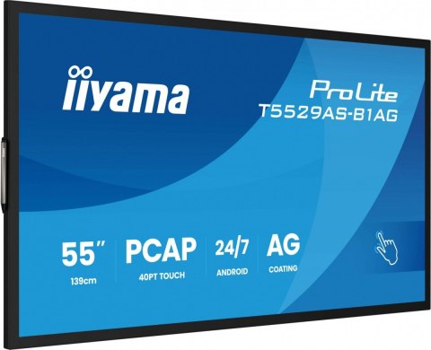 Monitor 55 cali T5529AS-B1AG VA,4K,HDMIx2,USB-C,RJ45,2x10W,WiFi, Android 14, Signal FailOver, Whiteboard, iiSignage2 (CMS), 