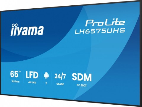 Monitor 65 cali LH6575UHS-B2AG,24/7,IPS,ANDROID.11,4K, WiFi, iiSignage2, FailOver, EShare, 24/7, full daisy chain