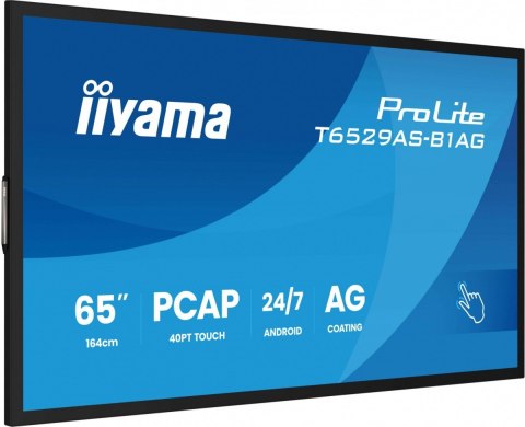 Monitor 65 cali T6529AS-B1AG VA,4K,HDMIx2,USB-C,RJ45,2x10W,WiFi, Android 14, Signal FailOver, Whiteboard, iiSignage2 (CMS), 