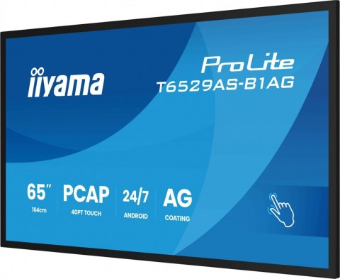 Monitor 65 cali T6529AS-B1AG VA,4K,HDMIx2,USB-C,RJ45,2x10W,WiFi, Android 14, Signal FailOver, Whiteboard, iiSignage2 (CMS), 