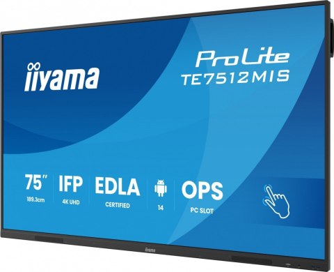 Monitor 75 cali TE7512MIS-B4AG 40pkt,IPS,4K,24/7,7H, ANDROID 14, RK3576, 8/128GB, EDLA, Essential