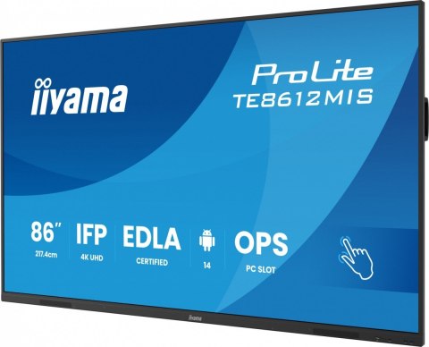 Monitor 86 cali TE8612MIS-B4AG 40pkt,IPS,4K,24/7,7H, ANDROID 14, RK3576, 8/128GB, EDLA, Essential