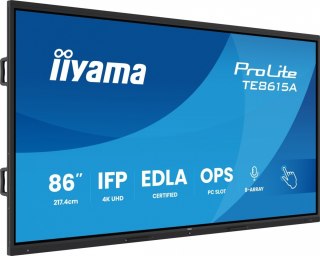 Monitor 86 cali TE8615A-B1AG IPS,4K,40pkt,550cd,DeepContrast-IR+, HDMI x2,DP,USB-C, 2 x 20W, OPS Slot x1, 5xUSB, 2xRJ45,8-Arr