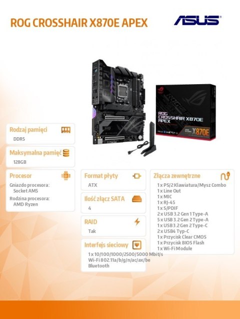 Płyta główna ROG CROSSHAIR X870E APEX Płyta główna ROG CROSSHAIR X870E APEX