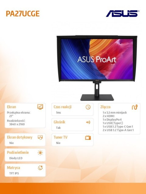 Monitor 27 cali ProArt PA27UCGE 4K IPS 600NIT USB-C HDMI
