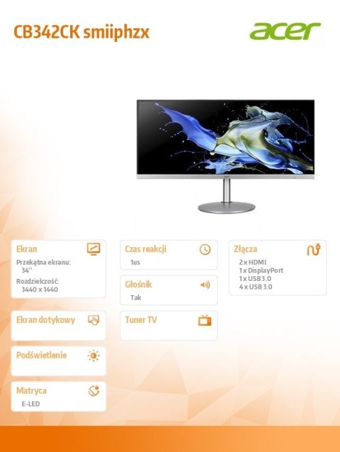 Monitor 34 cale CB342CKsmiiphzx Monitor 34 cale CB342CKsmiiphzx