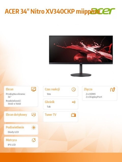 Monitor 34 cale Nitro XV340CKPmiipphzx Monitor 34 cale Nitro XV340CKPmiipphzx
