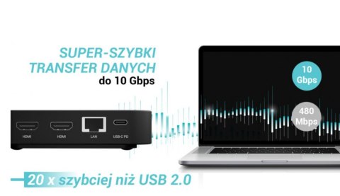 Stacja dokująca USB-C Dual HDMI Power Delivery 100W Stacja dokująca USB-C Dual HDMI Power Delivery 100W