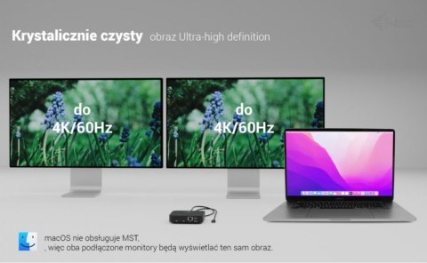 Stacja dokująca USB-C Dual HDMI Power Delivery 100W Stacja dokująca USB-C Dual HDMI Power Delivery 100W