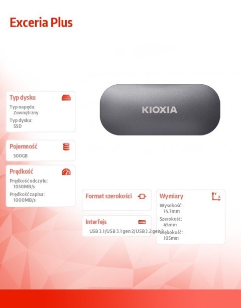 Dysk zewnętrzny SSD Exceria Plus 500GB USB 3.2 Dysk zewnętrzny SSD Exceria Plus 500GB USB 3.2