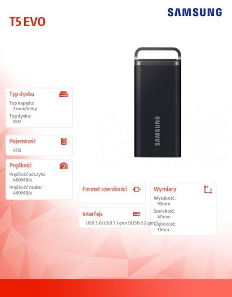 Dysk zewnętrzny SSD Portable T5 EVO 4TB USB3.2 GEN.1 czarny