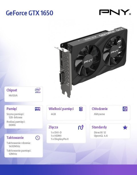 Karta graficzna GeForce GTX 1650 4GB GDDR6 DUAL FAN Karta graficzna GeForce GTX 1650 4GB GDDR6 DUAL FAN