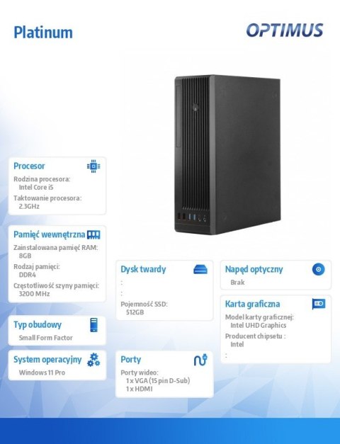 Komputer Platinum MH610S6 i5-12400/8GB/512GB/W11PRO