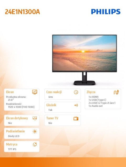 Monitor 24E1N1300A 23.8 cala IPS 100Hz HDMI USB-C Głośniki Monitor 24E1N1300A 23.8 cala IPS 100Hz HDMI USB-C Głośniki