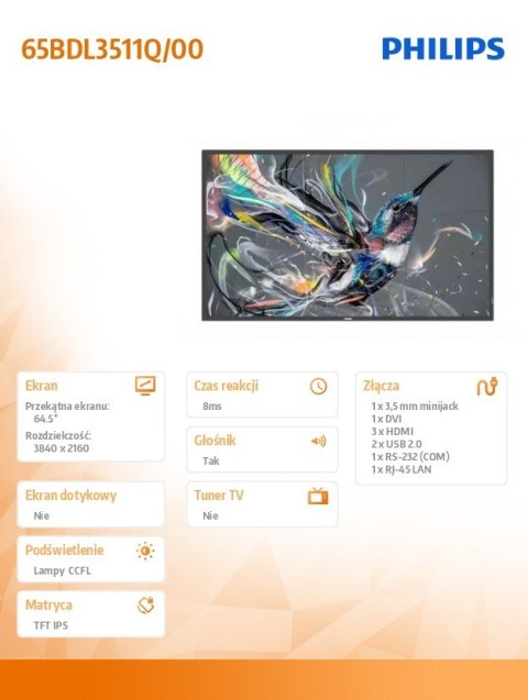 Monitor 65BDL3511Q 65 cali Public Display Monitor 65BDL3511Q 65 cali Public Display