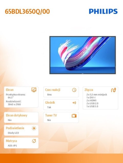 Monitor 65BDL3650Q 65 cali Public Display Monitor 65BDL3650Q 65 cali Public Display