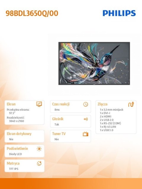 Monitor 98BDL3650Q 98 cali Public Display Monitor 98BDL3650Q 98 cali Public Display