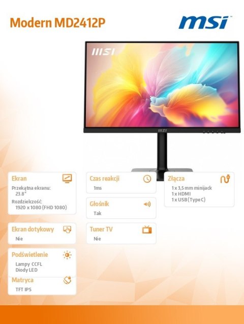 Monitor Modern MD2412P 23.8 cala/FLAT/LED/FHD/100Hz