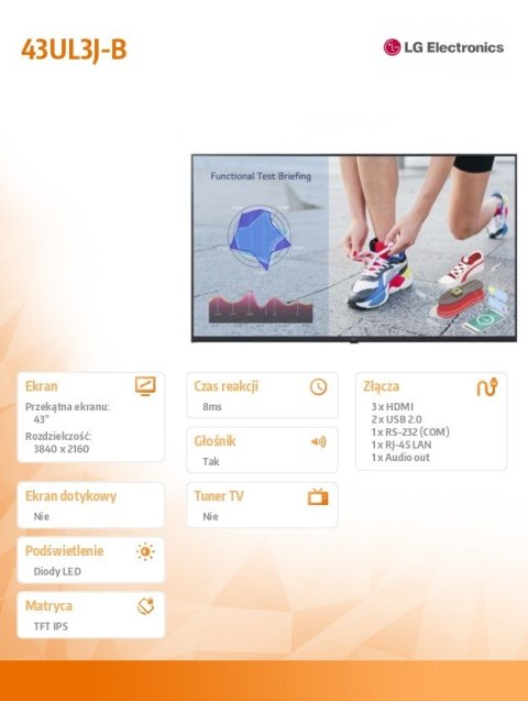 Monitor wielkoformatowy 43 cale 43UL3J 300cd/m2 UHD IPS 16/7 Monitor wielkoformatowy 43 cale 43UL3J 300cd/m2 UHD IPS 16/7