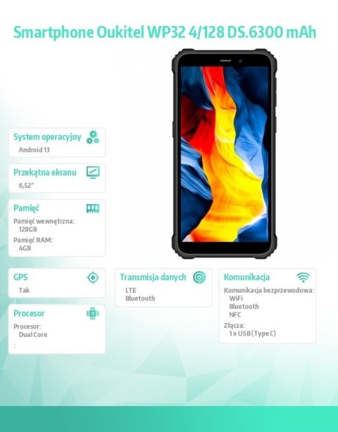Smartfon WP32 4/128GB 6300 mAh DualSIM szary