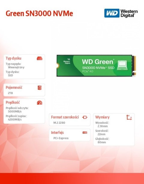 Dysk SSD Green 2TB M.2 2280 SN3000 NVMe PCIE4.0