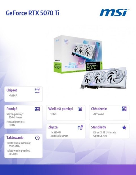 Karta graficzna GeForce RTX 5070 Ti 16G GAMING OC WHITE