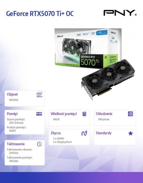 Karta graficzna GeForce RTX5070 Ti+ OC 16GB VCG5071T16TFXPB1-O Karta graficzna GeForce RTX5070 Ti+ OC 16GB VCG5071T16TFXPB1-O
