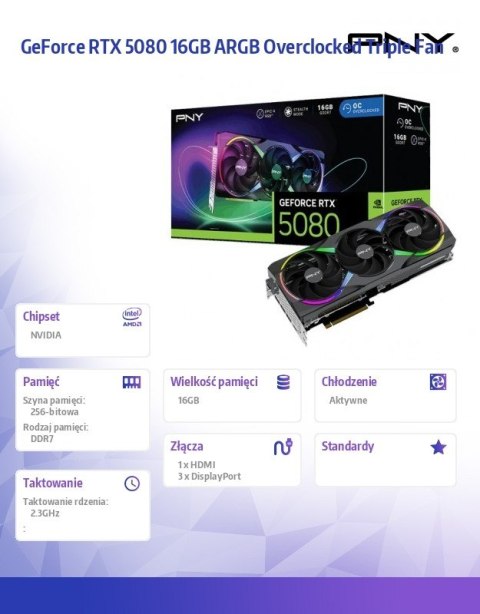 Karta graficzna GeForce RTX 5080 OC ARGB 3F 16GB 256-bit 960GB/s