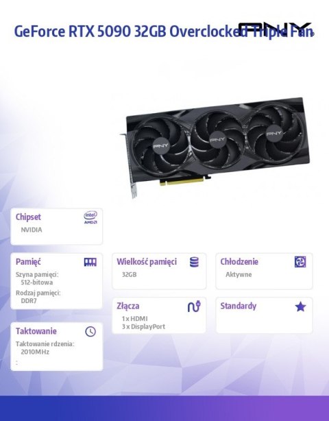 Karta graficzna GeForce RTX 5090 OC 3F 32GB 512-bit 1792GB/s Karta graficzna GeForce RTX 5090 OC 3F 32GB 512-bit 1792GB/s