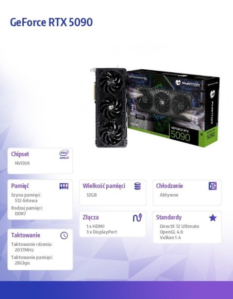 Karta graficzna GeForce RTX 5090 PHANTOM 32GB GDDR7 512bit 3DP/HDMI