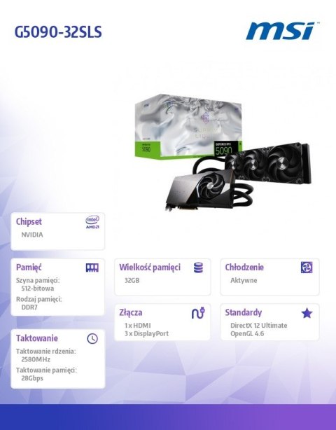 Karta graficzna GeForce RTX 5090 SUPRIM LIQUID SOC 32G GDDR7 512bit 3DP/HDMI