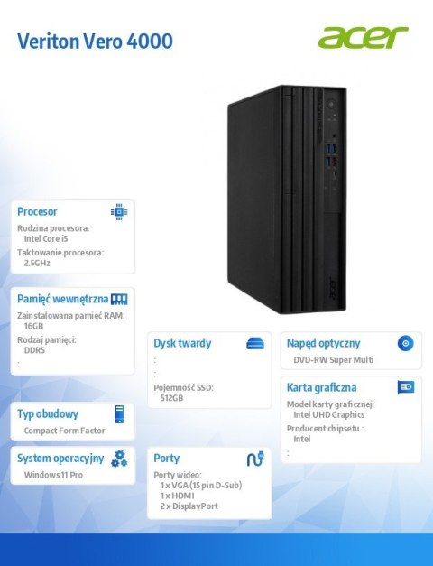 Komputer Veriton VVX4720GT SFF i5-14400/16GB/512GB/W11P