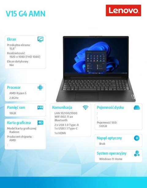 Laptop V15 G4 82YU00UPPB W11Home 7520U/16GB/512GB/AMD Radeon/15.6/FHD/Black/3YRS OS Laptop V15 G4 82YU00UPPB W11Home 7520U/16GB/512GB/AMD Radeon/15.6/FHD/Black/3YRS OS