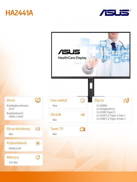 Monitor 23.8 cala HA2441A IPS 3.6MP DICOM USB-C HDMI Monitor 23.8 cala HA2441A IPS 3.6MP DICOM USB-C HDMI
