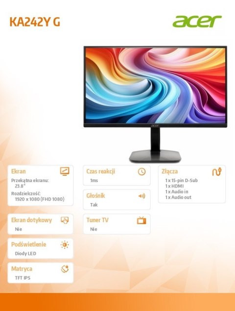 Monitor 23.8 cala KA242YGBIP IPS 120Hz 1ms HDMI DP Monitor 23.8 cala KA242YGBIP IPS 120Hz 1ms HDMI DP