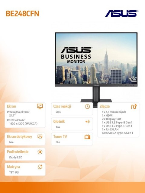 Monitor 24.1 cala BE248CFN WUXGA IPS 100Hz HDMI RJ45 Monitor 24.1 cala BE248CFN WUXGA IPS 100Hz HDMI RJ45
