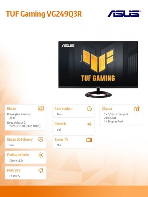Monitor 24 cale VG249Q3R IPS BK/1MS/EU/HDMI/180Hz