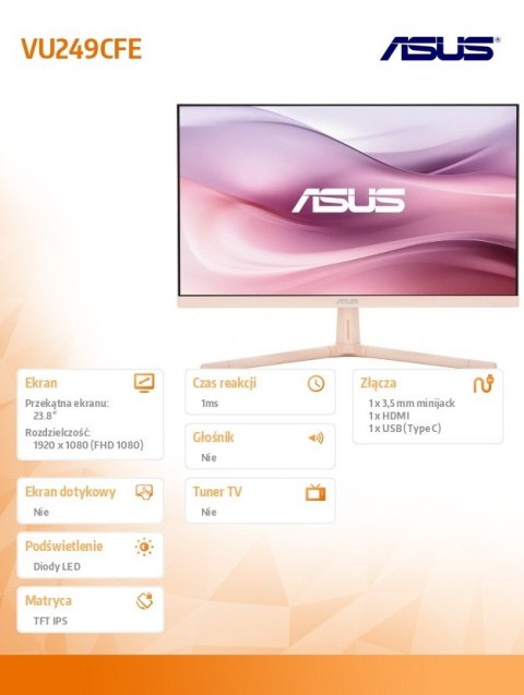 Monitor 24 cale VU249CFE-P IPS 100Hz USB-C Monitor 24 cale VU249CFE-P IPS 100Hz USB-C