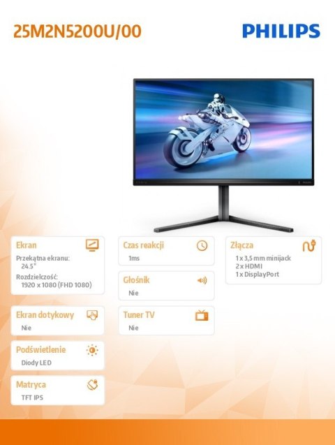 Monitor 25M2N5200U 24.5 cala IPS 390Hz HDMIx2 DP Pivot