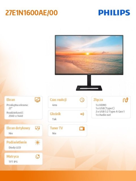 Monitor 27 cali 27E1N1600AE IPS 100Hz HDMI USB-C HAS