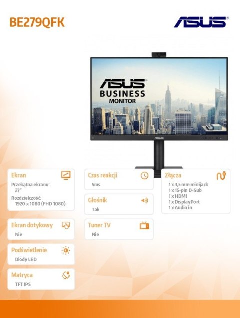 Monitor 27 cali BE279QFK IPS HDMI DP 100Hz kamera Monitor 27 cali BE279QFK IPS HDMI DP 100Hz kamera