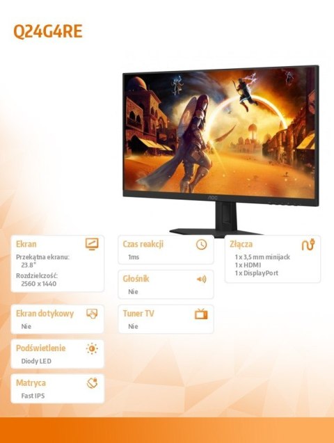 Monitor Q24G4RE 23.8 cala Fast IPS 180Hz HDMI DP Monitor Q24G4RE 23.8 cala Fast IPS 180Hz HDMI DP