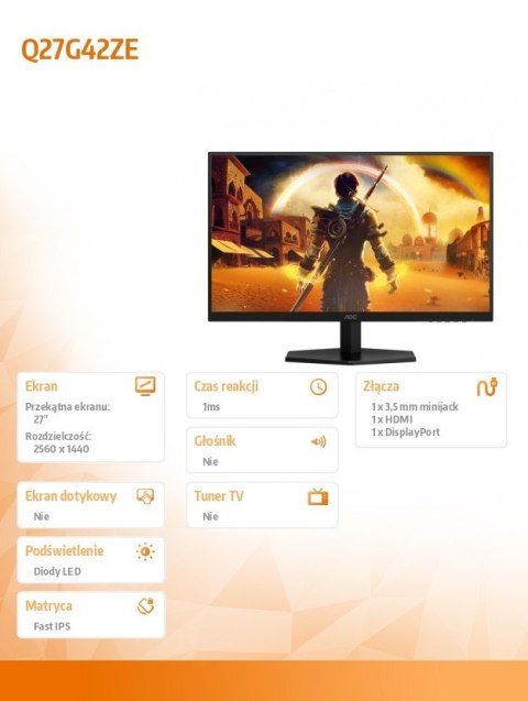 Monitor Q27G42ZE 27 cali Fast IPS 240Hz HDMI DP Monitor Q27G42ZE 27 cali Fast IPS 240Hz HDMI DP