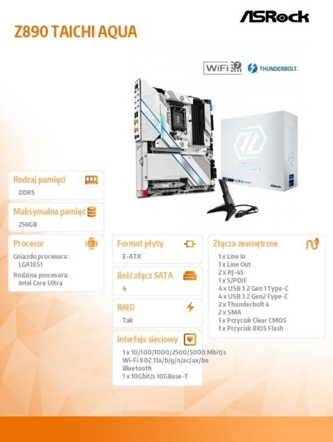 Płyta główna Z890 TAICHI AQUA ATX Płyta główna Z890 TAICHI AQUA ATX