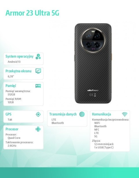Smartfon Armor 23 Ultra 5G 12/512GB IP69K Czarny Smartfon Armor 23 Ultra 5G 12/512GB IP69K Czarny