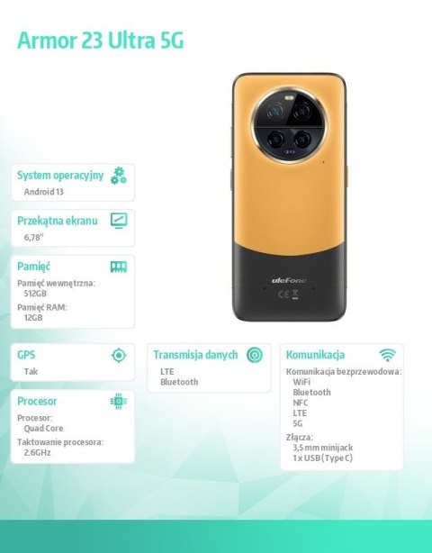 Smartfon Armor 23 Ultra 5G 12/512GB IP69K Pomarańczowy Smartfon Armor 23 Ultra 5G 12/512GB IP69K Pomarańczowy